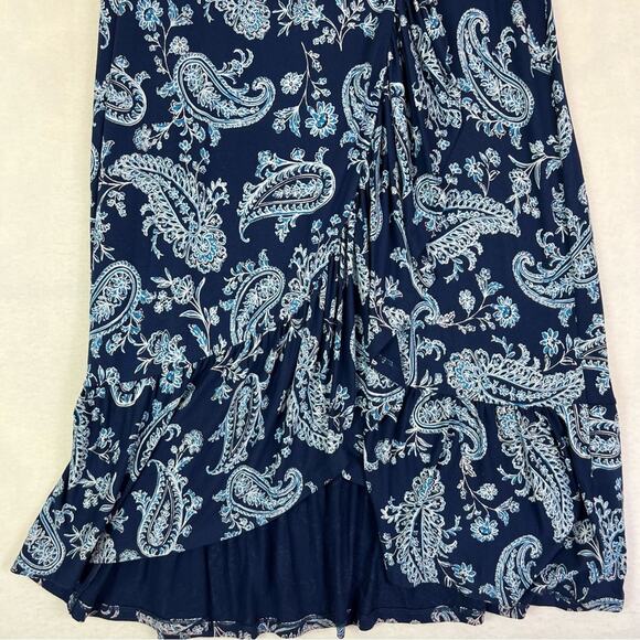 Talbots Skirt Women Medium Cascading Jersey Knit Wrap Maxi Pull On Paisley Lined - Picture 13 of 14